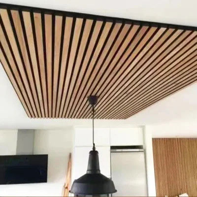 Tech Oak Walnuss Holz Veneer Holz PET Geräuschdämpfende Wandplatten Holz Schiefer Akustikplatte